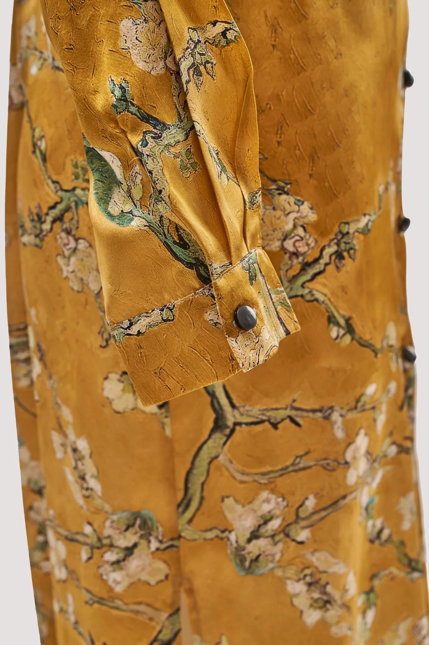 Van Gogh Badem Ağacı Desenli Gold Gömlek Elbise