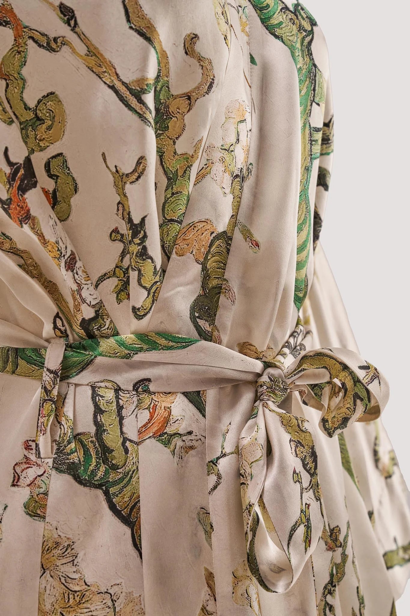 Van Gogh Badem Ağacı Desenli Ekru Kimono