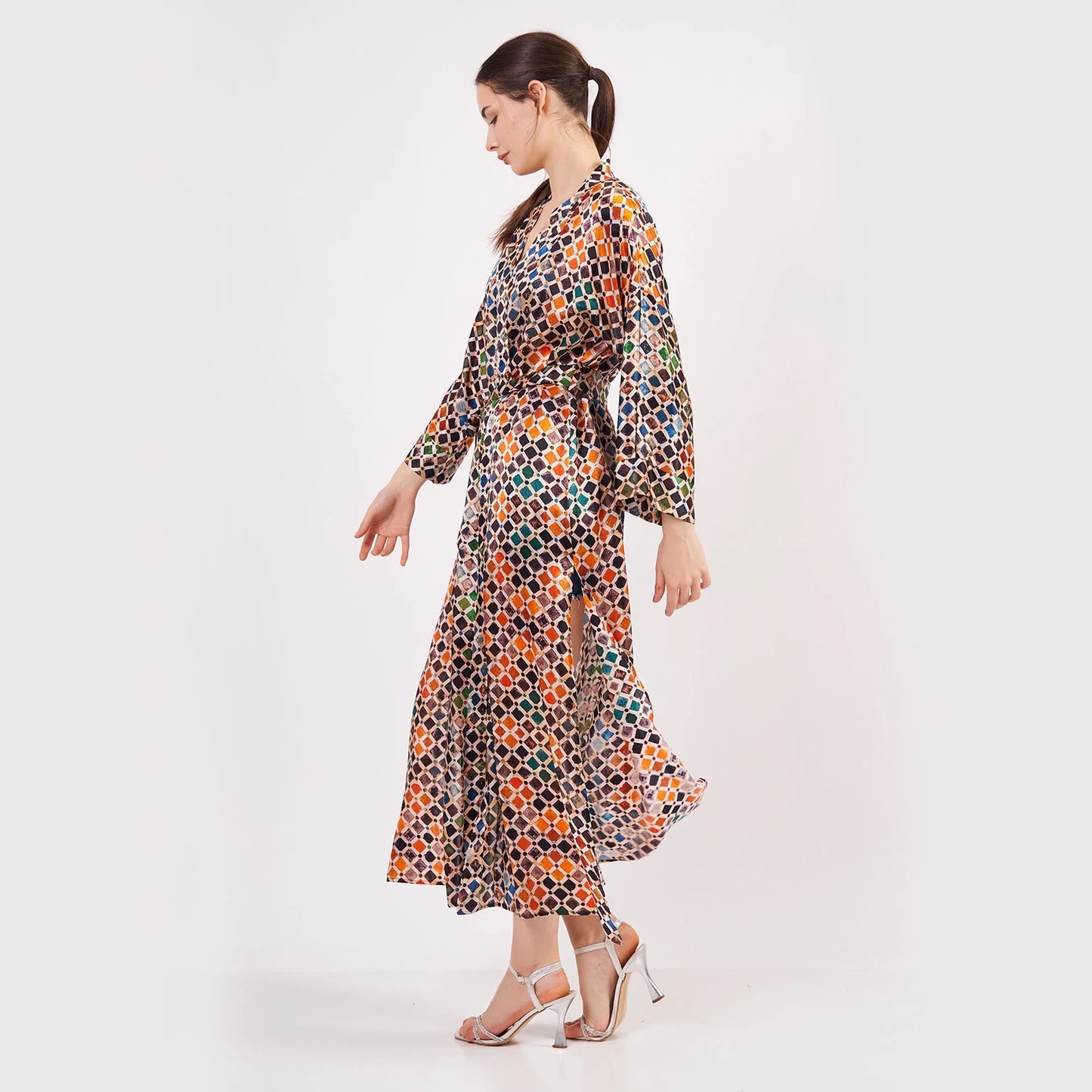 %100 İpek Uzun Kimono Kaftan | Elhamra 15 | Nomads Felt