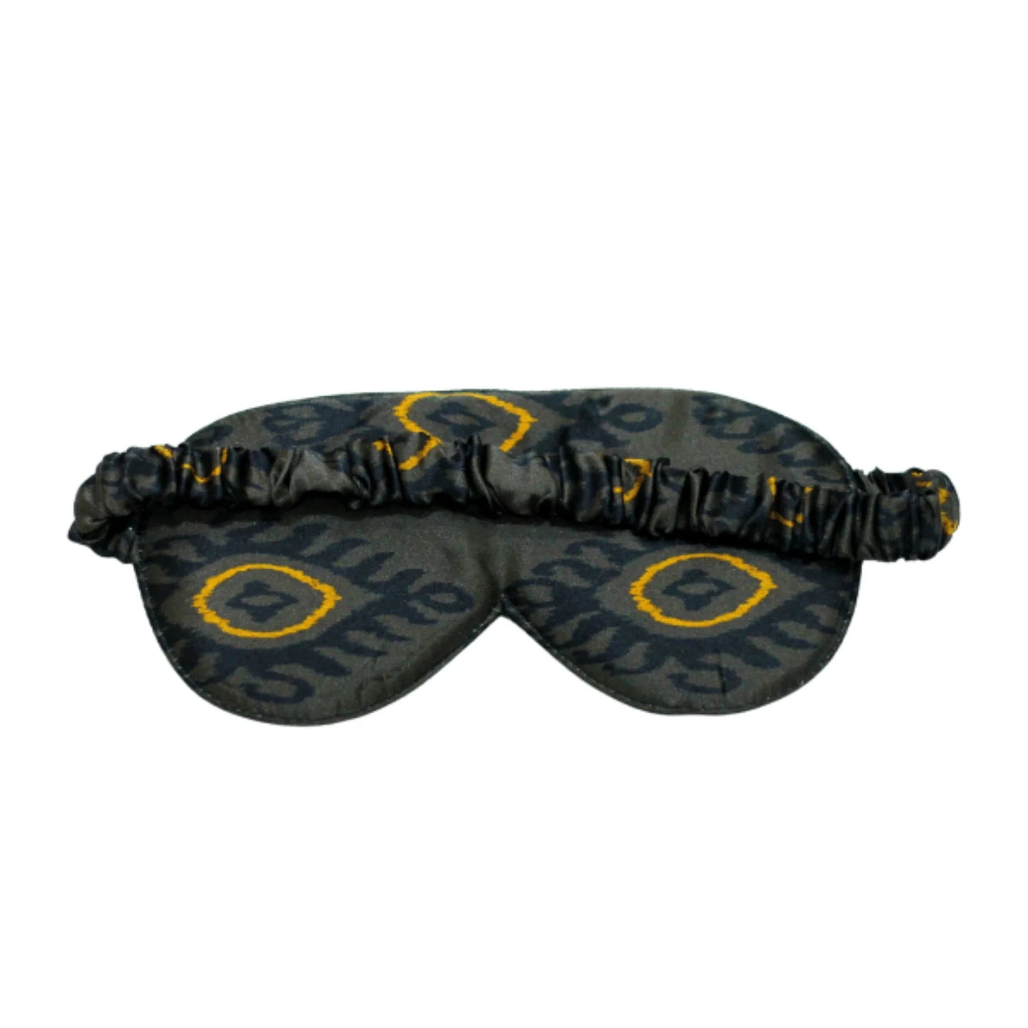 %100 İpek Uyku Göz Maskesi Uyku Bandı | Kahverengi-Gold Desenli | Nomads Felt