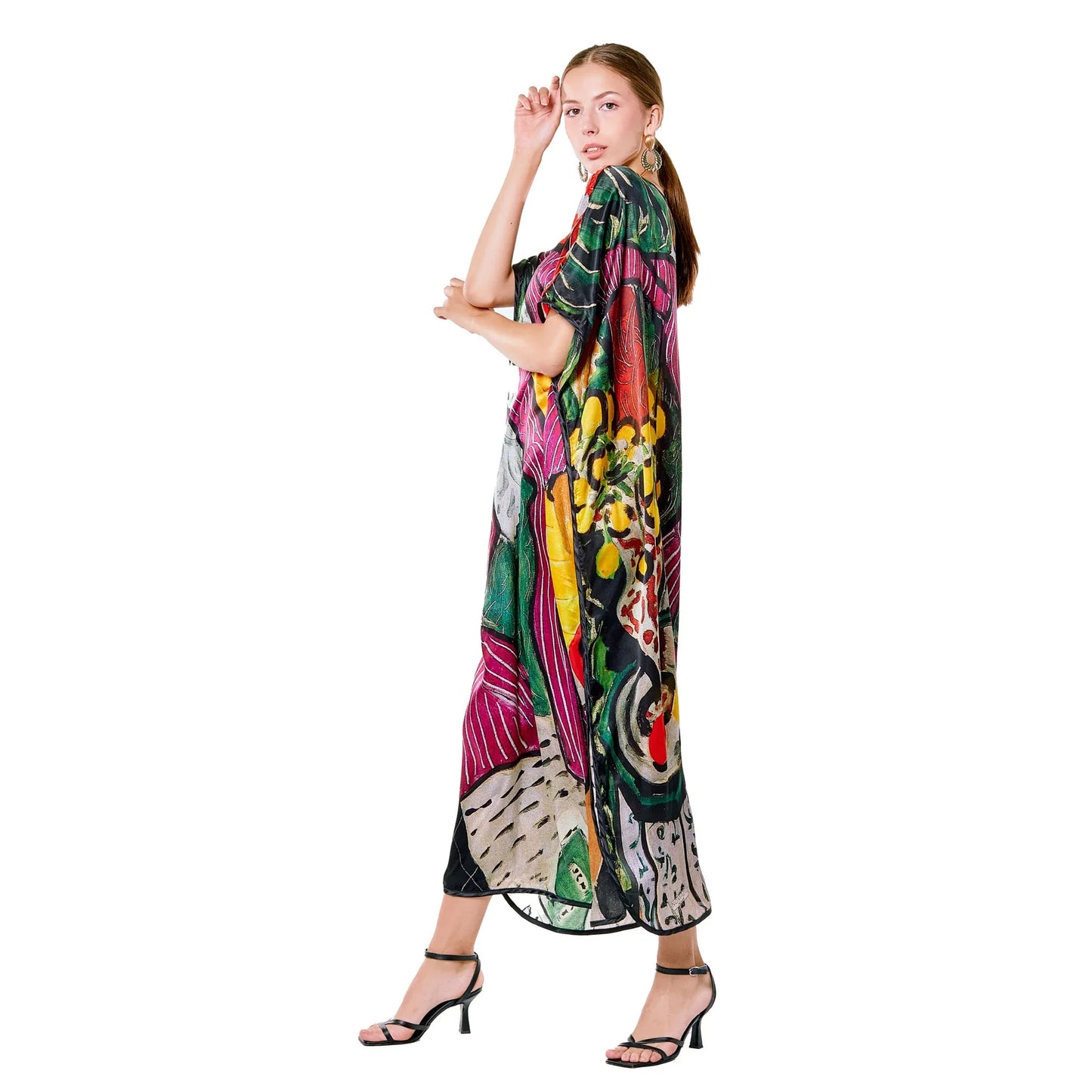Henri Matisse Purple and Dress Desenli İpek Elbise