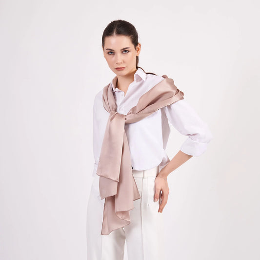 Saf İpek Fular | 70x200 cm | Vizon | Nomads Felt