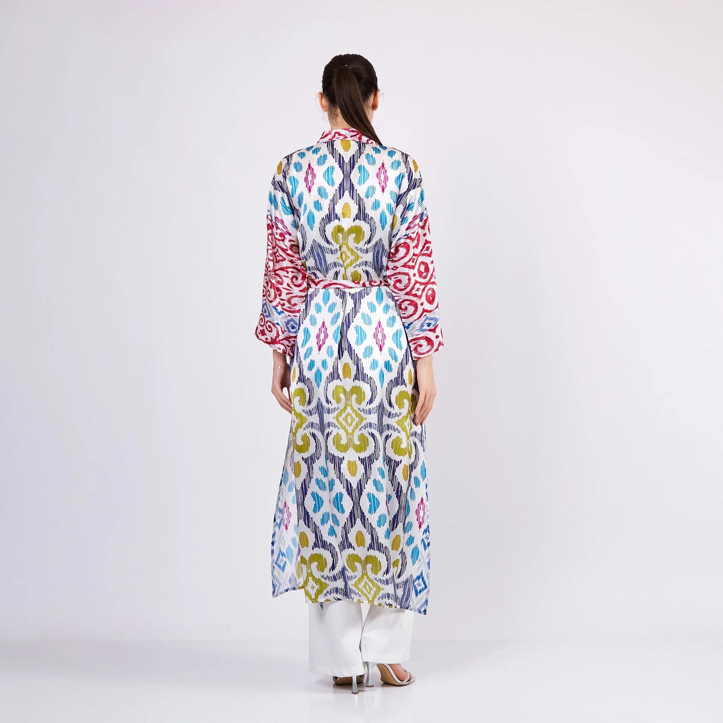 İpek Uzun Kimono Kaftan | Ikat Desen | Nomads Felt