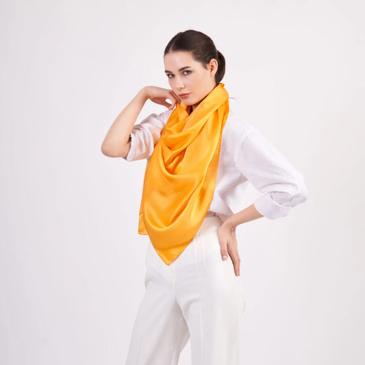 Saf İpek Fular | 70x200 cm | Sarı | Nomads Felt