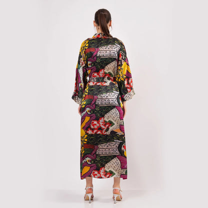 %100 İpek Kimono Kaftan | Henri Matisse Purple and Dress | Nomads Felt
