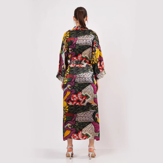 %100 İpek Kimono Kaftan | Henri Matisse Purple and Dress | Nomads Felt