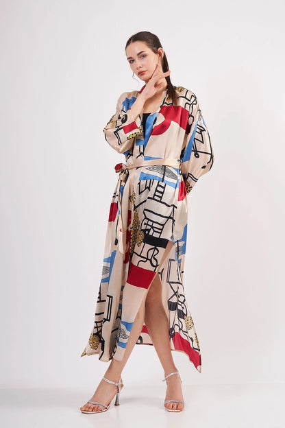 %100 İpek Uzun Kimono | Nomads Art Koleksiyonu 3 | Nomads Felt