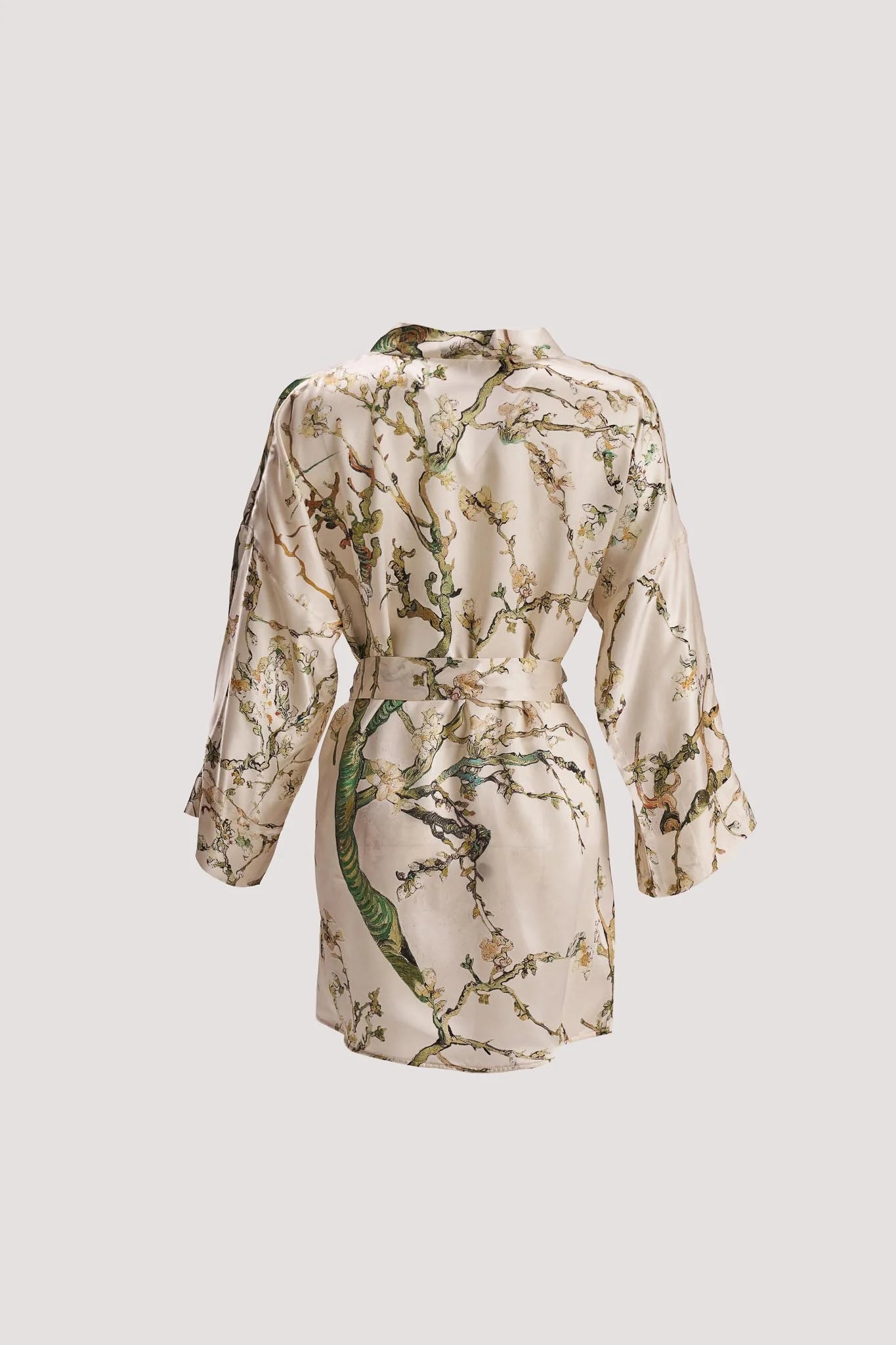 Van Gogh Badem Ağacı Desenli Ekru Kısa Kimono