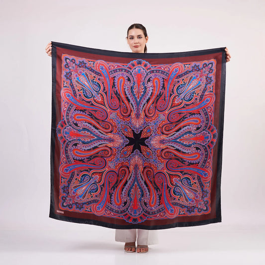 Saf İpek Şal Fular | 140 cm | Etro Desen 4 | Nomads Felt