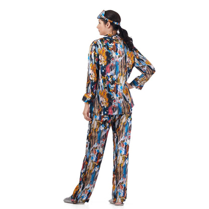 İpek Gömlek Pantolon-Pijama Takımı | Abstract Desen 7 | Nomads Felt