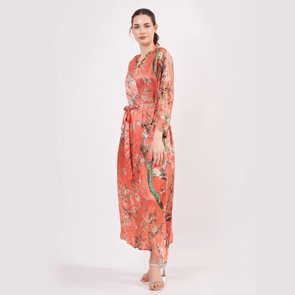 %100 İpek Kimono Kaftan | Nar Çiçeği | Van Gogh Badem Ağacı | Nomads Felt