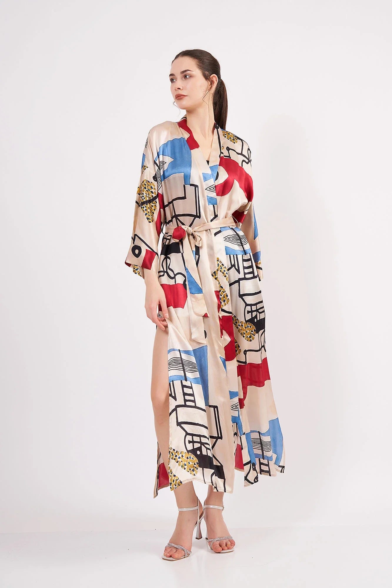 %100 İpek Uzun Kimono | Nomads Art Koleksiyonu 3 | Nomads Felt