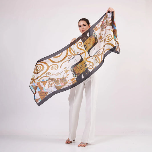 Vual İpek Fular | 55x180 cm | Gustav Klimt Expectation | Nomads Felt