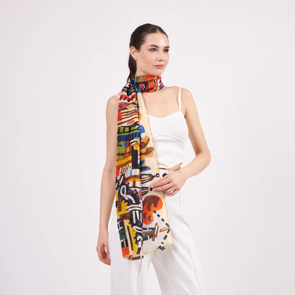 Vual İpek Fular | 55x180 cm | Desenli 2 | Nomads Felt