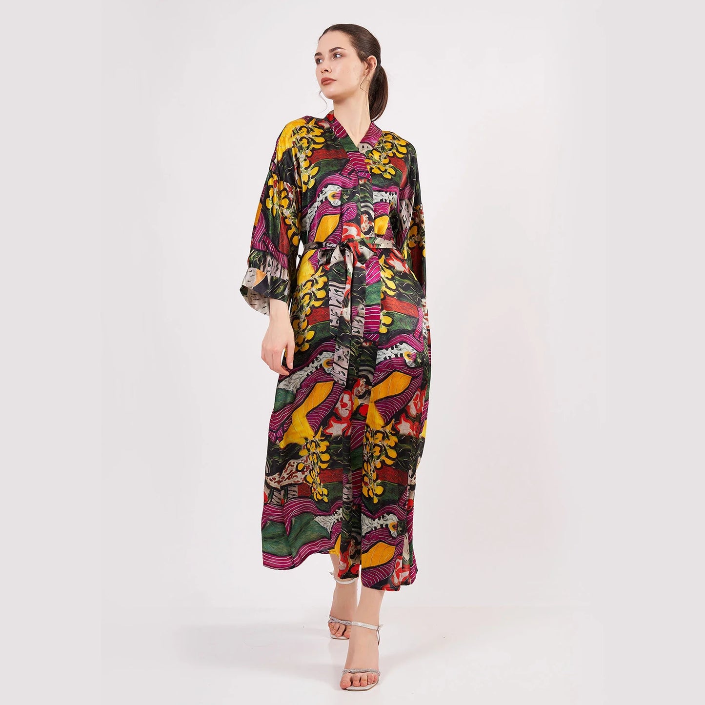 %100 İpek Kimono Kaftan | Henri Matisse Purple and Dress | Nomads Felt