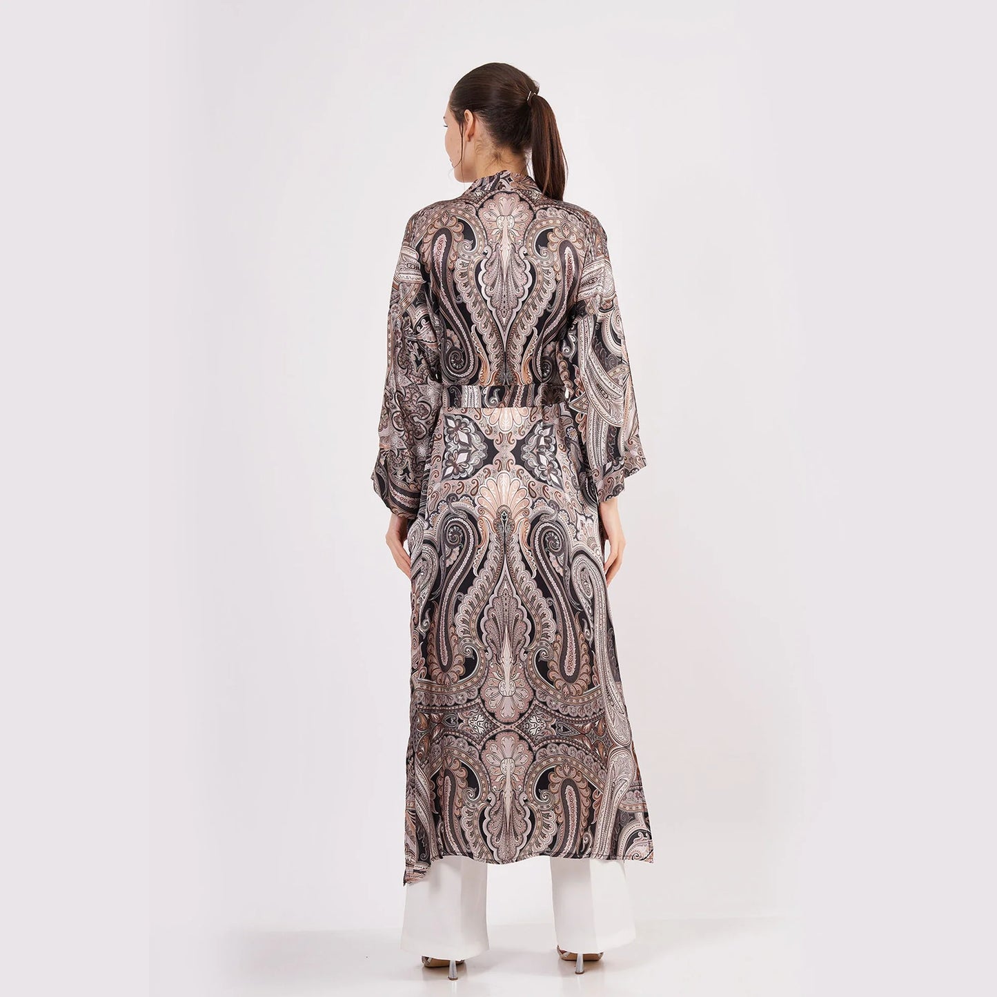 Saf İpek Uzun Kimono Kaftan | Etro Desen | Nomads Felt