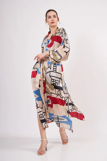 %100 İpek Uzun Kimono | Nomads Art Koleksiyonu 3 | Nomads Felt
