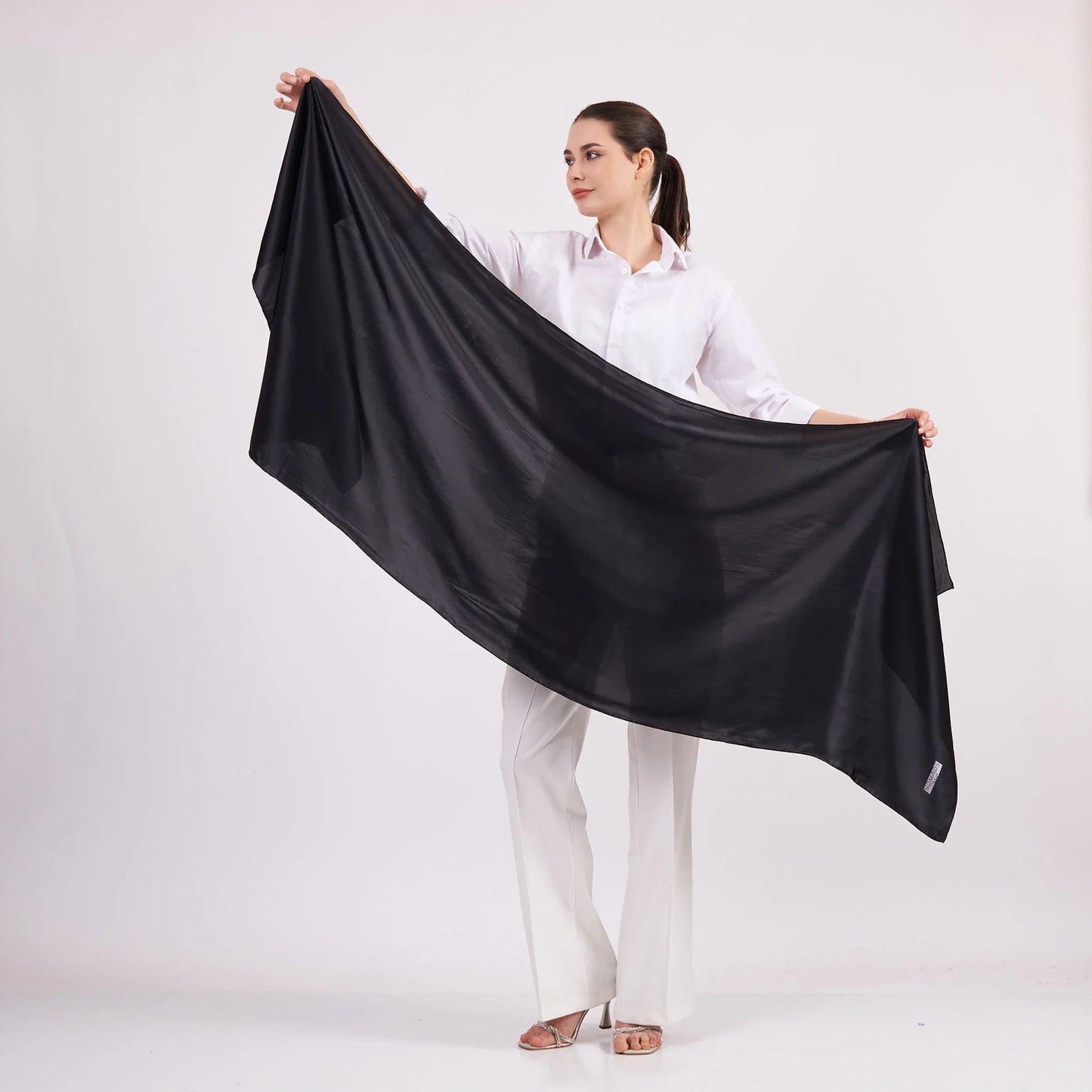 Siyah 70x200 İpek Fular