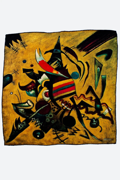 %100 İpek Bandana Fular | Kandinsky Point and Line | 55x55 cm | Nomads Felt
