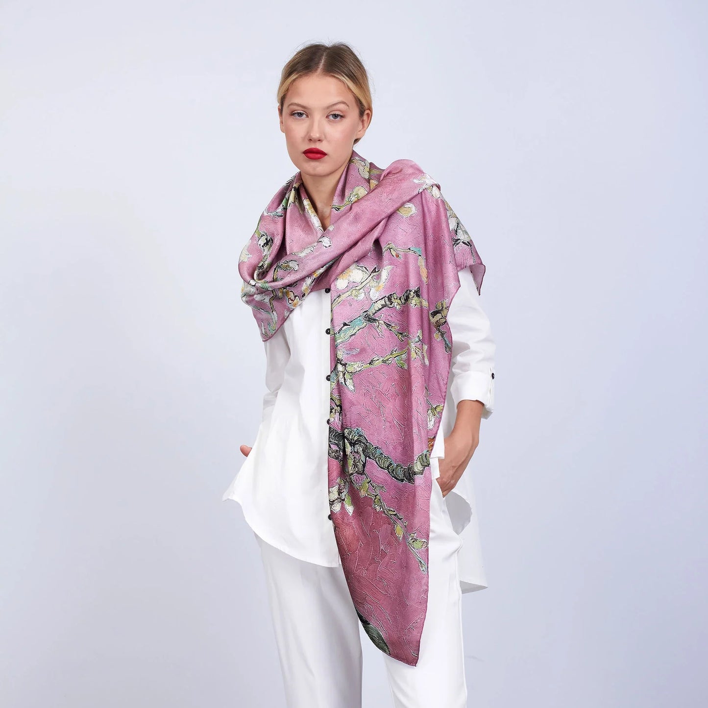 %100 İpek Fular Şal | 140 cm | Gül Kurusu | Nomads Felt