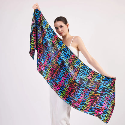 Saf İpek Fular | 55x180 cm | Neon Baskılı | Nomads Felt
