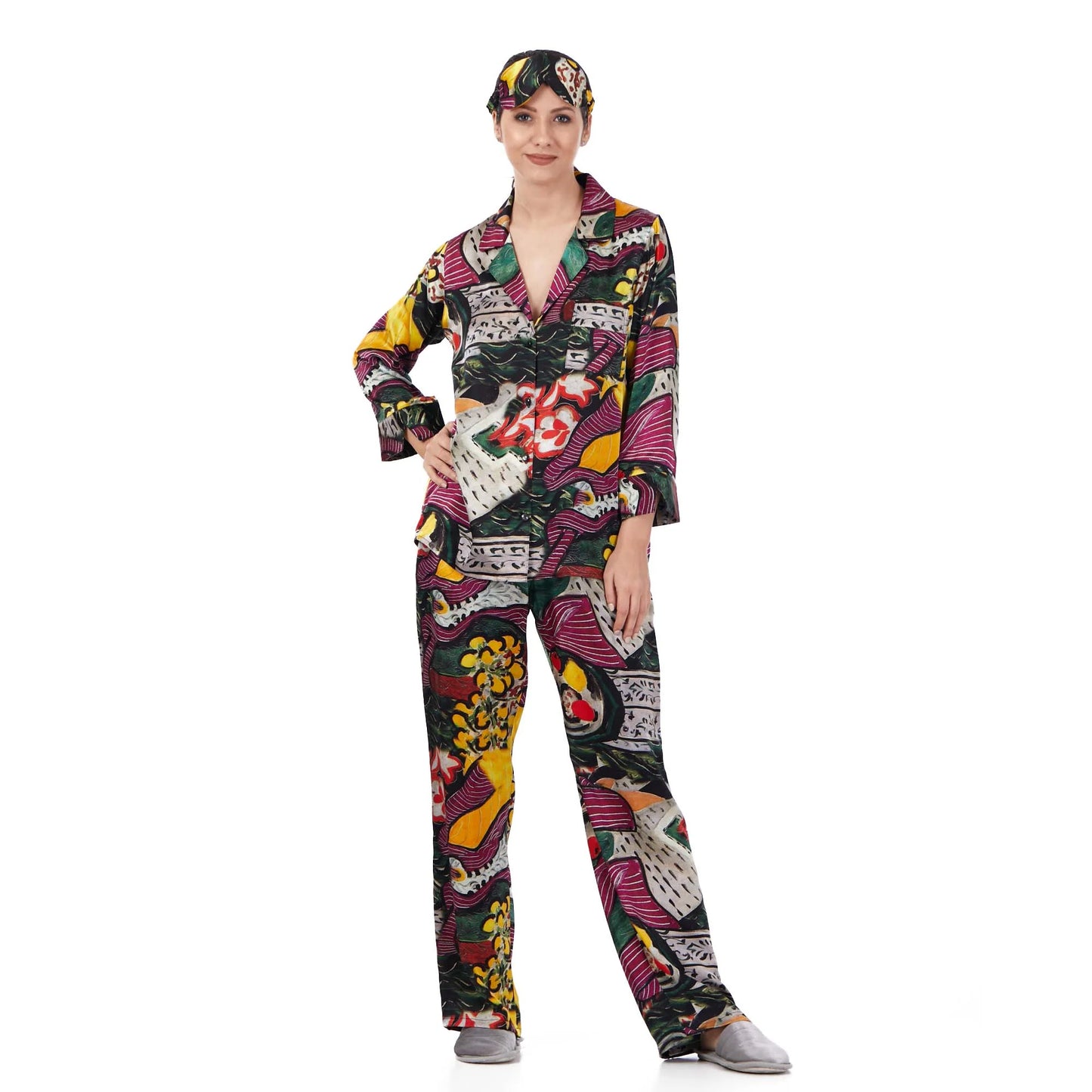 İpek Gömlek Pantolon-Pijama Takımı | Henri Matisse Purple and Dress | Nomads Felt