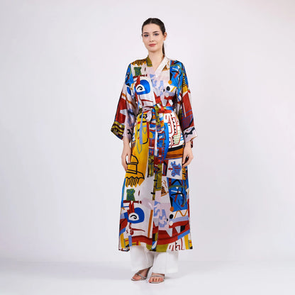 Saf İpek Uzun Kimono | Nomads Art Koleksiyonu 1 | Nomads Felt