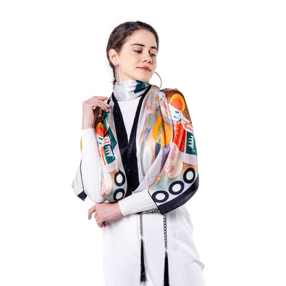 %100 İpek Fular | Kandinsky Dominant Curve | Nomads Felt