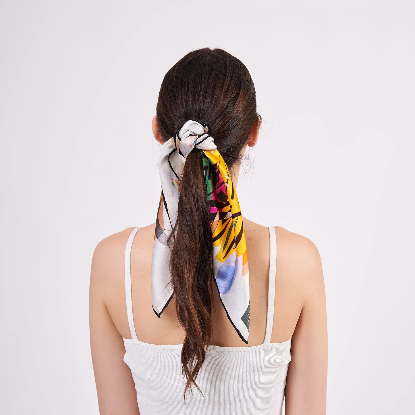 Saf İpek Bandana Fular | Kandinsky Dominant Curve | Nomads Felt