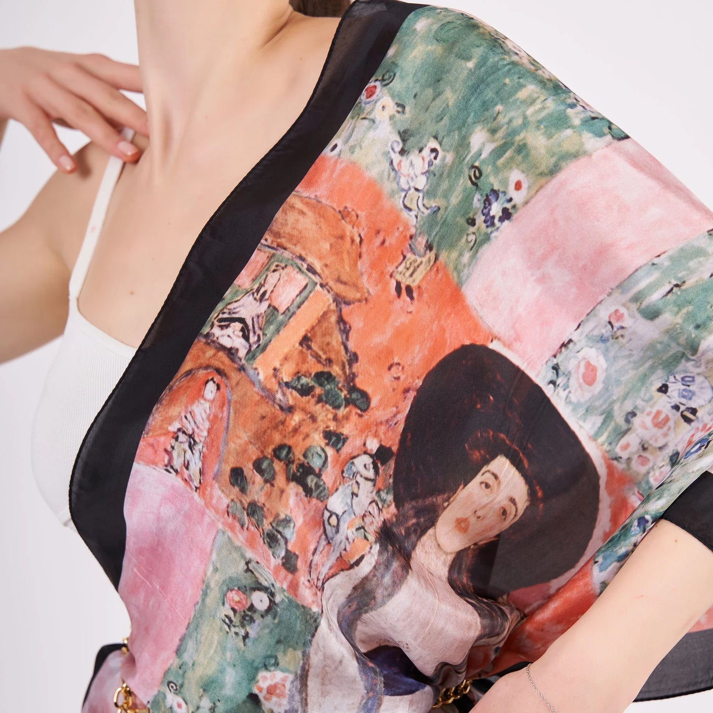 Gustav Klimt Adele Bloch Bauer İpek Fular Eşarp 55x180 cm
