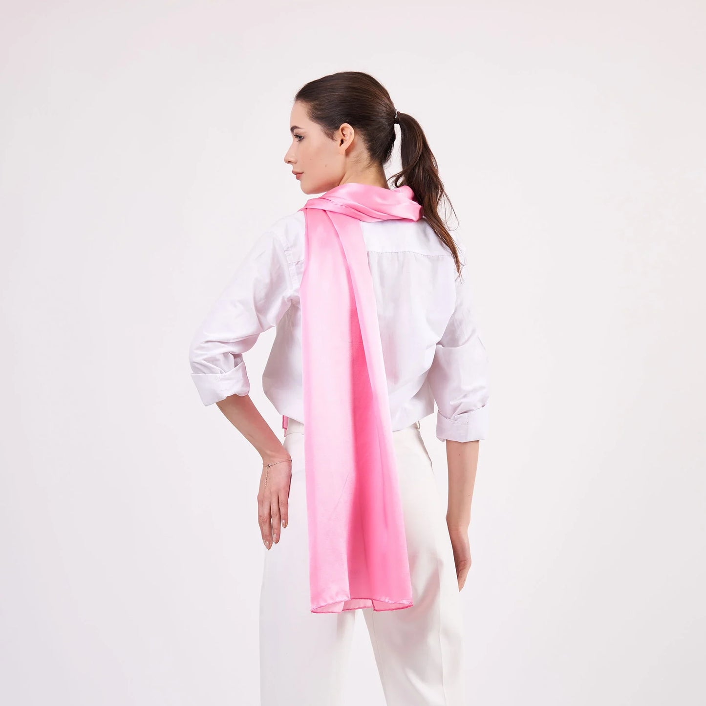 Saf İpek Fular | 70x200 cm | Pembe | Nomads Felt
