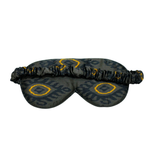 %100 İpek Uyku Göz Maskesi Uyku Bandı | Kahverengi-Gold Desenli | Nomads Felt