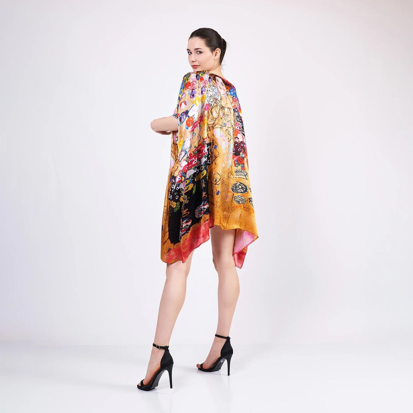 %100 İpek Kısa Kimono Pareo | Gustav Klimt Maria Munk | Nomads Felt