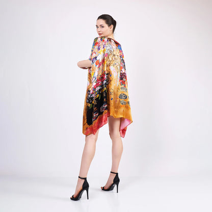 %100 İpek Kısa Kimono Pareo | Gustav Klimt Maria Munk | Nomads Felt