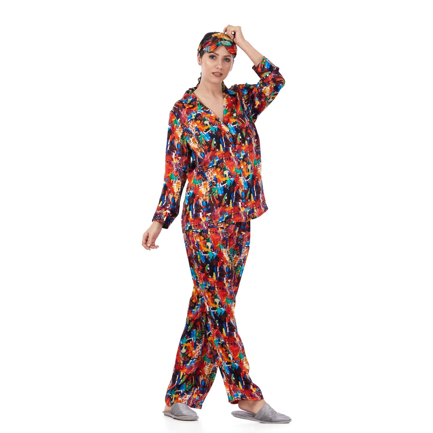 Saf İpek Gömlek-Pantolon Takım/Pijama Takımı - Çok Renkli | Nomads Felt