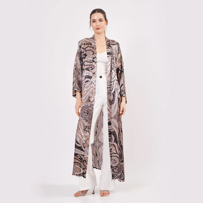 Saf İpek Uzun Kimono Kaftan | Etro Desen | Nomads Felt