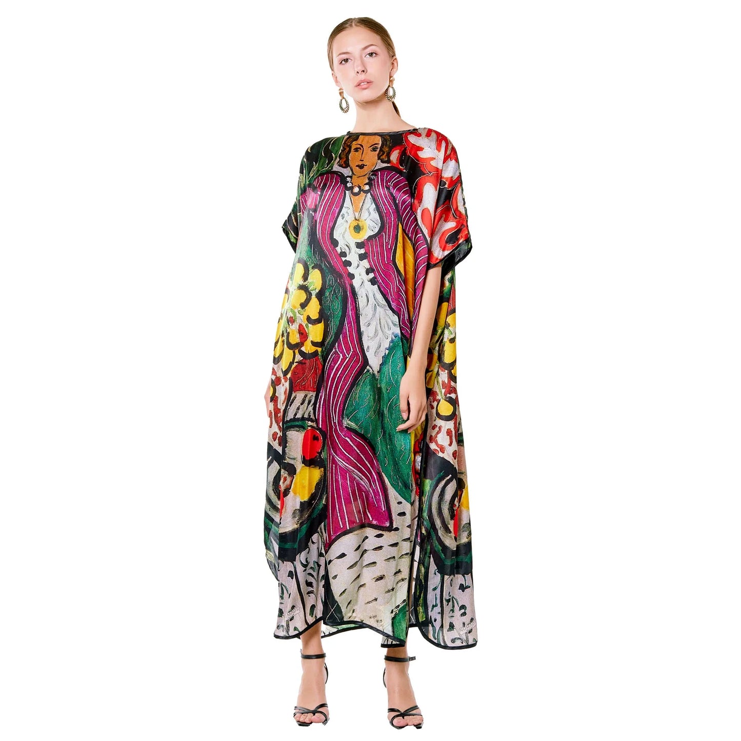 Henri Matisse Purple and Dress Desenli İpek Elbise