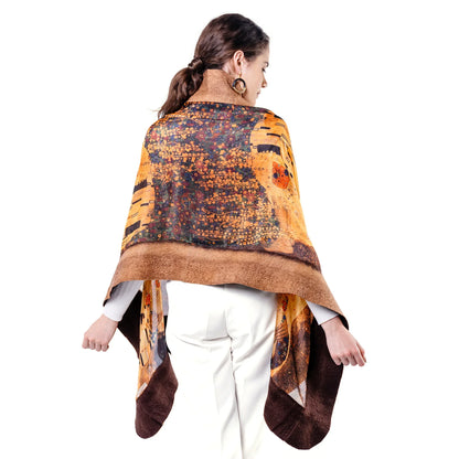 İpek Keçe Şal | Kahve-Camel Gustav Klimt The Kiss | Nomads Felt