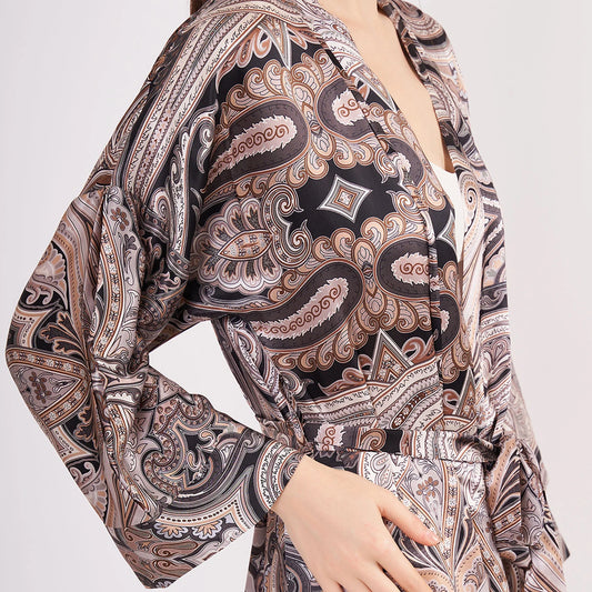 Saf İpek Uzun Kimono Kaftan | Etro Desen | Nomads Felt