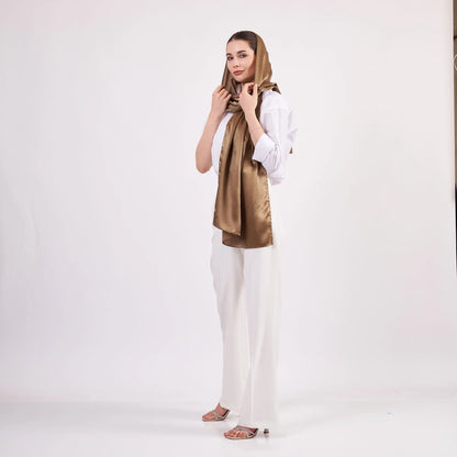 Bronz Kahve İpek Fular 70x200