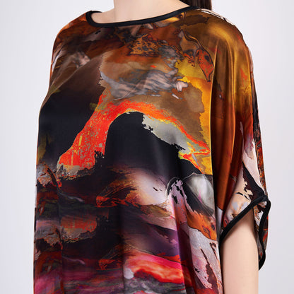 %100 İpek Elbise Abstract Desen 1 | Nomads Felt