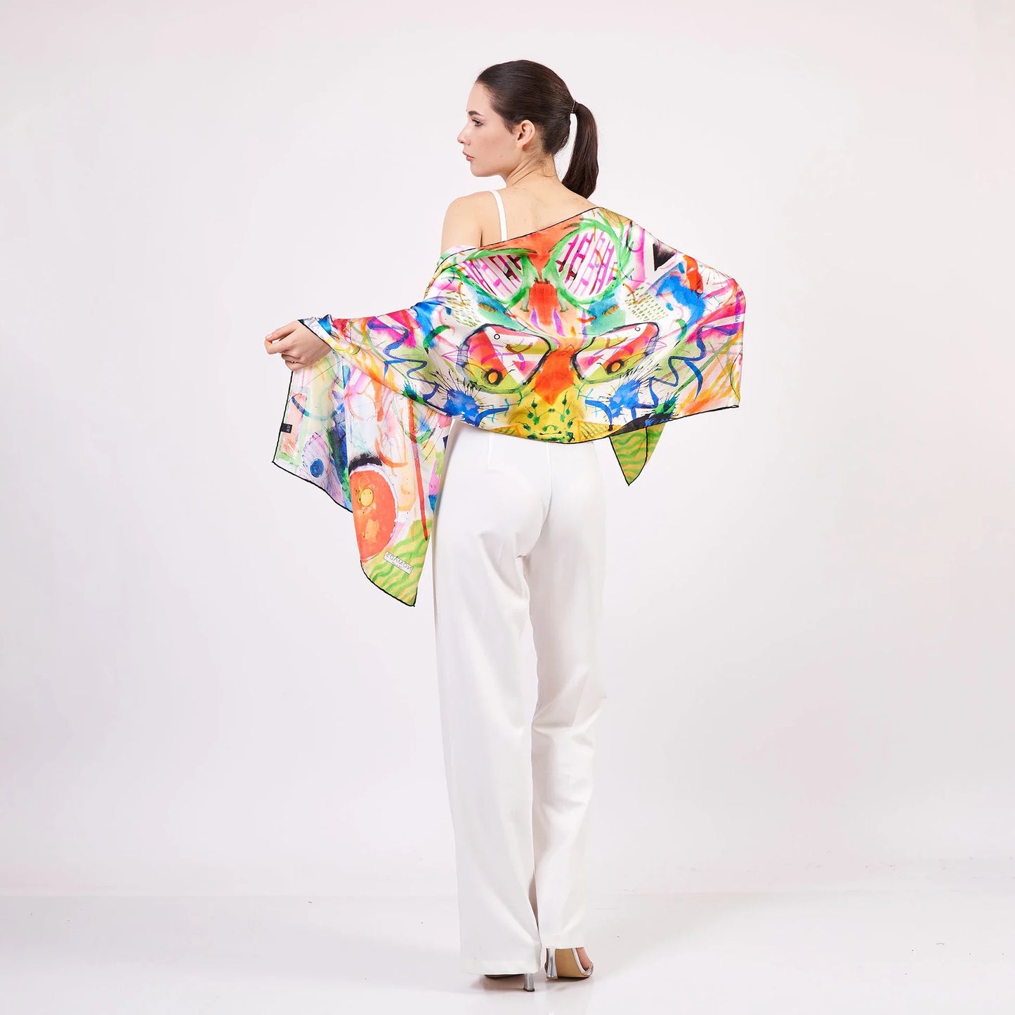 Saf İpek Fular | 55x180 cm | Kandinsky Watercolor | Nomads Felt