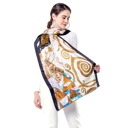 %100 İpek Fular | 55x180cm | Gustav Klimt Expectation | Nomads Felt