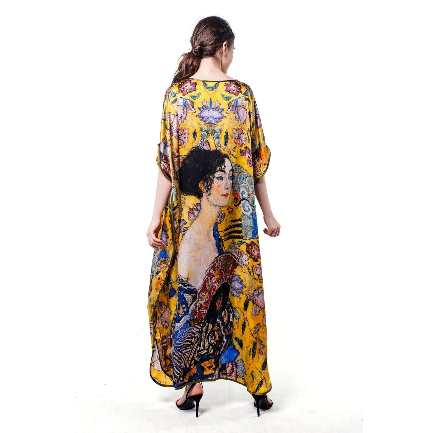 Gustav Klimt Lady with Fan İpek Elbise