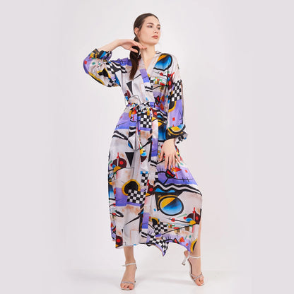 %100 İpek Uzun Kimono Kaftan | Kandinsky Collective | Nomads Felt