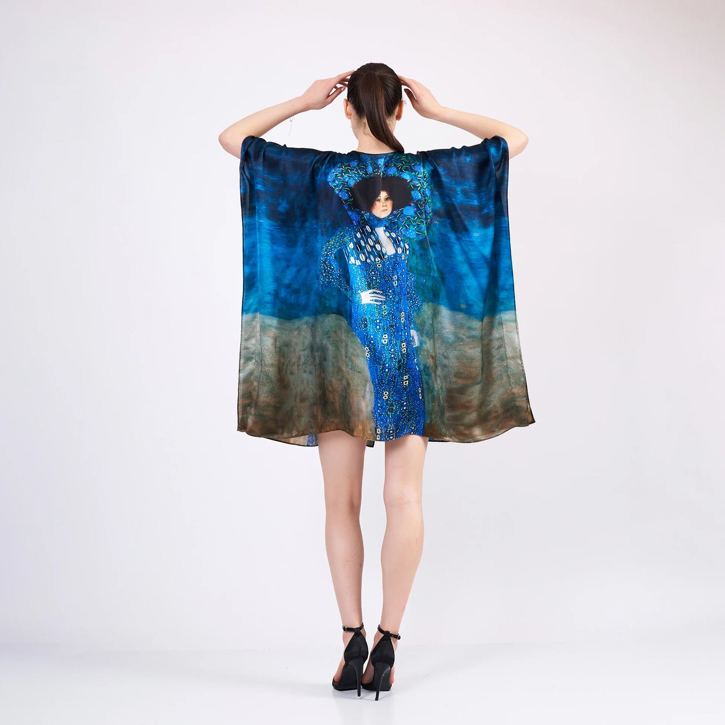 %100 İpek Kısa Kimono Pareo | Gustav Klimt Emilie Floge | Nomads Felt