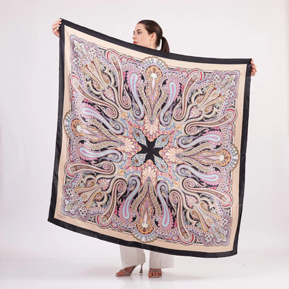 Saf İpek Şal Fular | 140 cm | Etro Desen 7 | Nomads Felt