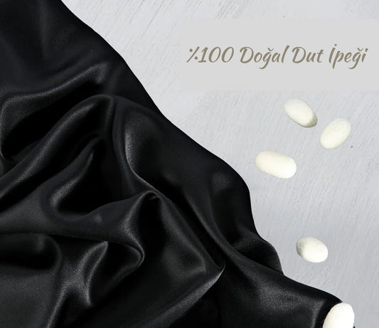 Siyah İpek Yastık Kılıfı  %100 Dut İpeği, 16 Momme, Cilt ve Saç İçin Lüks Uyku Konforu (1 Adet, 50x70 cm)