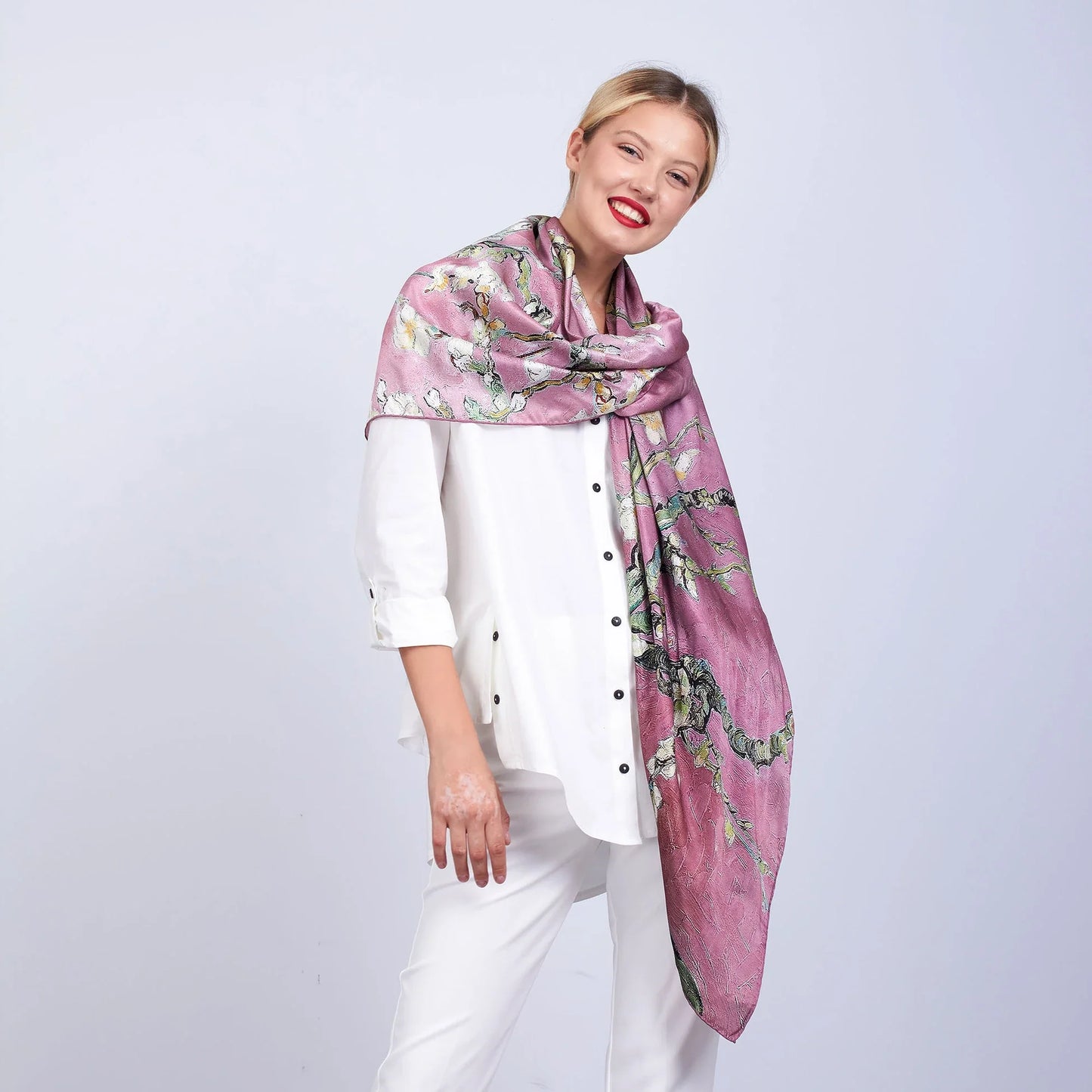 %100 İpek Fular Şal | 140 cm | Gül Kurusu | Nomads Felt