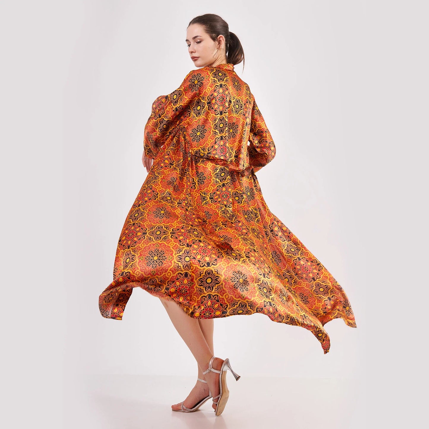 %100 İpek Uzun Kimono Kaftan | Elhamra 14 | Nomads Felt